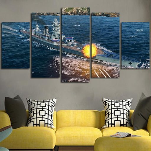 5 Panel Battleship Dunkerque Wall Art Canvas