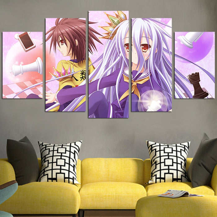 No Game And No Life Sora And Shiro Familiar Wall Art Canvas