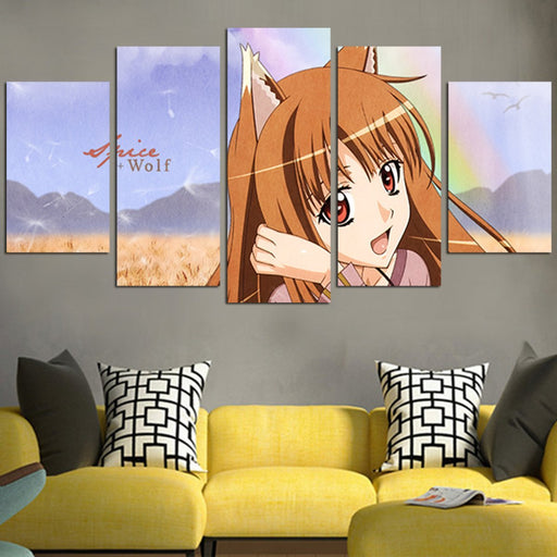 Spice And Wolf Holo In The Field Cute Wall Art Canvas