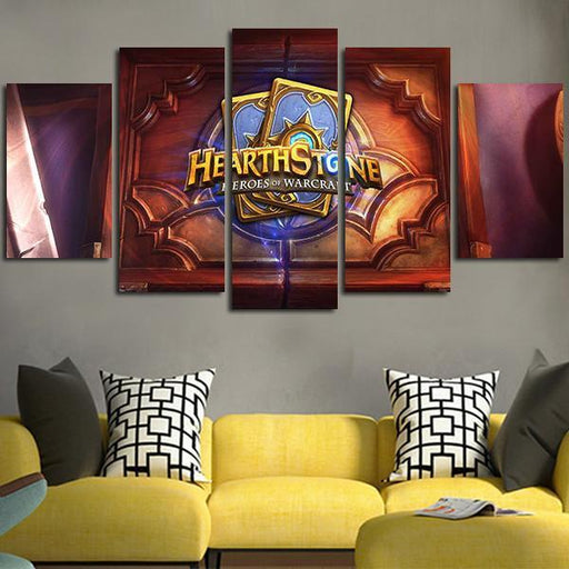 5 Panel Hearthstone Heroes Of Warcraft Logo Wall Art Canvas