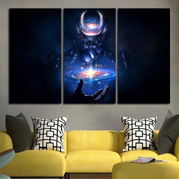 3 Panel Mass Effect Galaxy Wall Art Canvas
