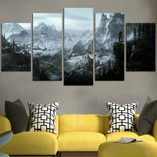 Landscapes Mountains Snow The Elder Scrolls V Wall Art Canvas