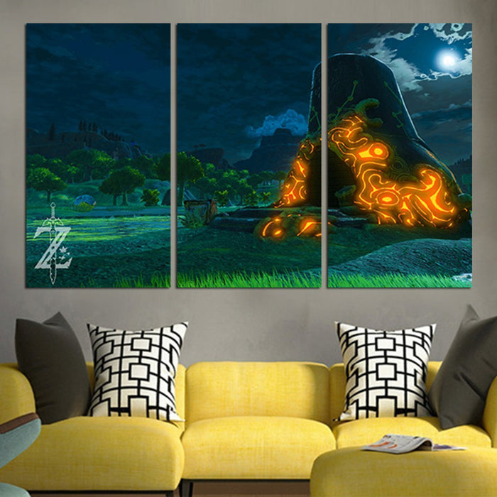 The Legend Of Zelda Breath Of The Wild At Night Wall Art Canvas