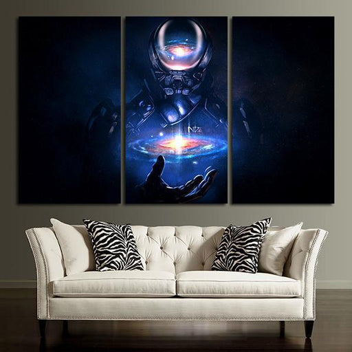3 Panel Mass Effect Galaxy Wall Art Canvas