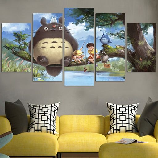 Totoro Fishing Wall Art Canvas