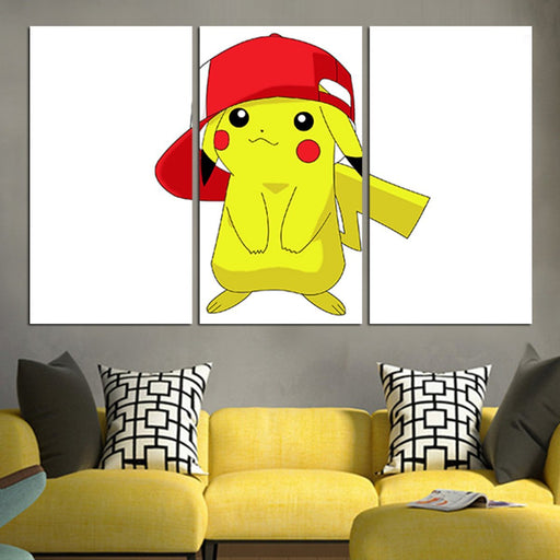Pikachu With Red Hat Wall Art Canvas