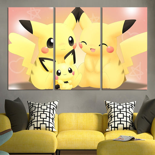 Pikachu Family Wall Art Canvas
