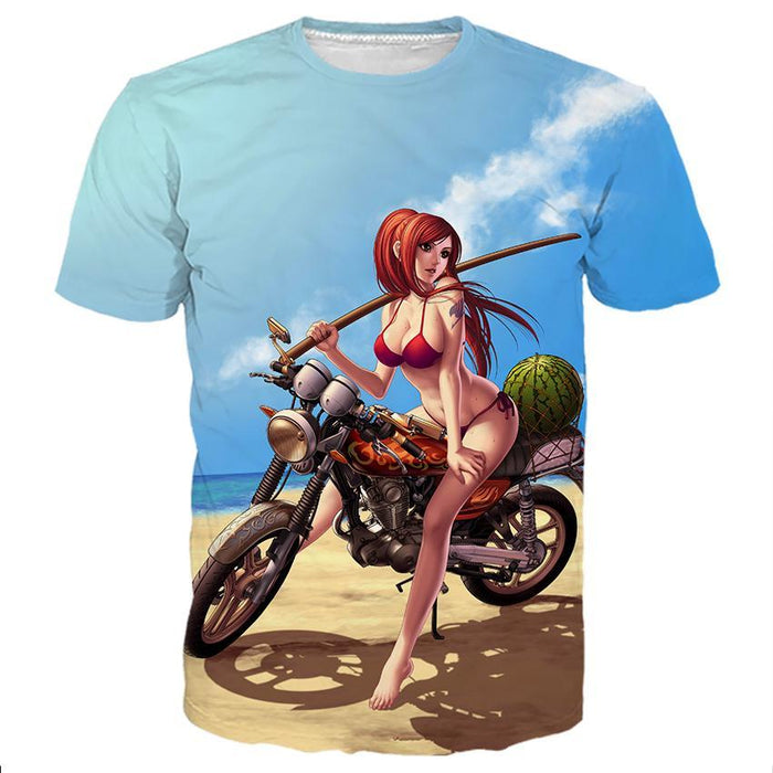 Fairy Tail Erza Scarlet With Motocycle Shirts
