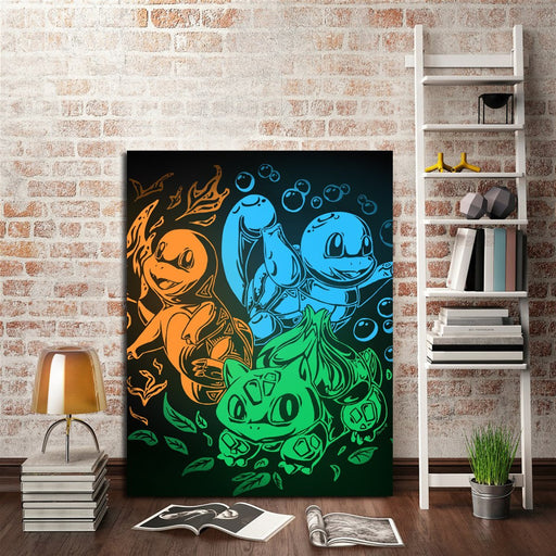 Pokemon Charmander Bulbasaur Kini Wall Art Canvas