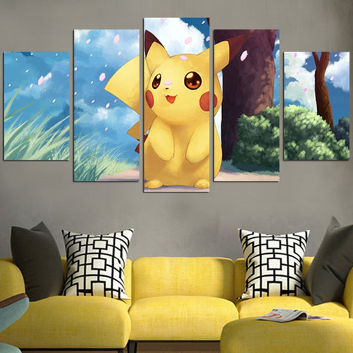 Pikachu Under The Cherry Blossom Wall Art Canvas