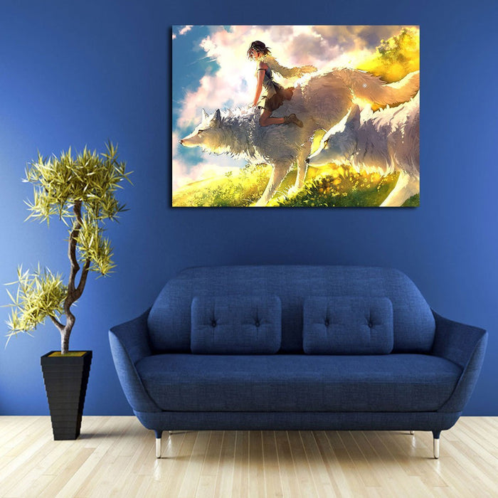 Moro With San On Grass Wall Art Canvas