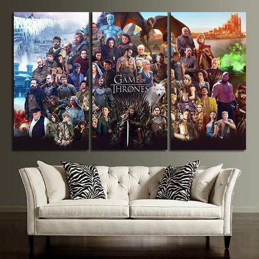 3 Panel Game Of Thrones Characters Wall Art Canvas
