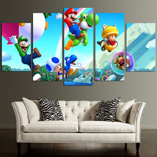 Super Mario & Rainbow Wall Art Canvas