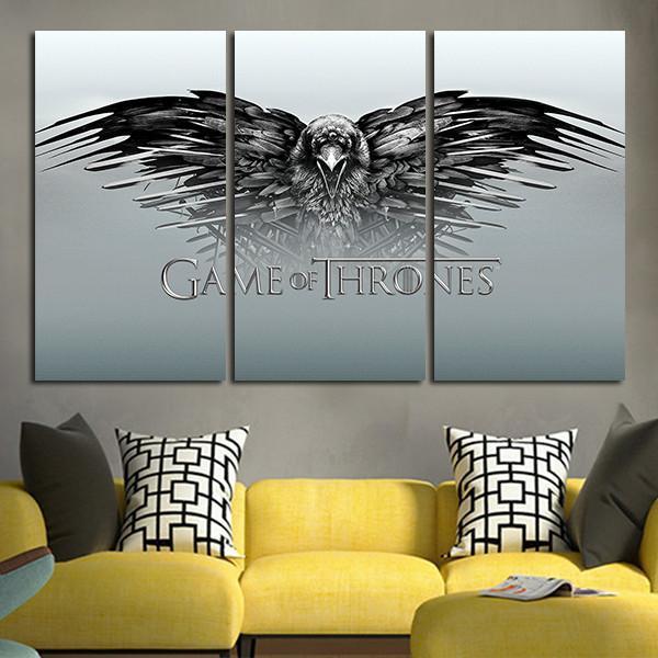 3 Panel Game Of Thrones Bird Crow Wall Art Canvas