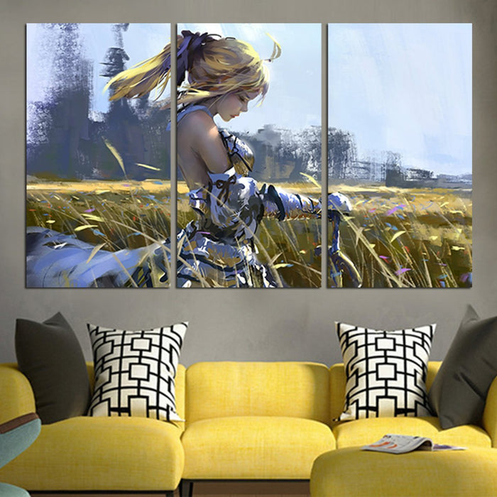 Fate Stay Night Saber In Field Wall Art Canvas