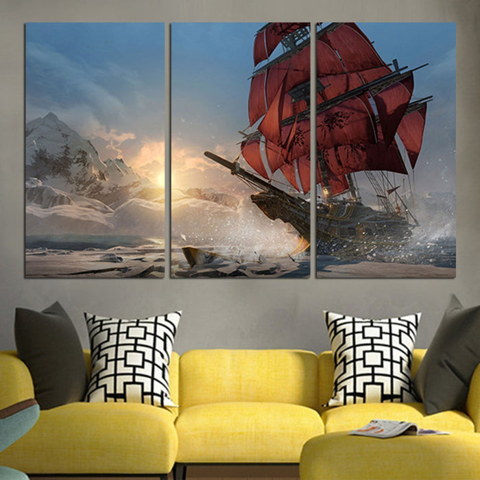 Assassins Creed Red Flag Ship Wall Art Canvas