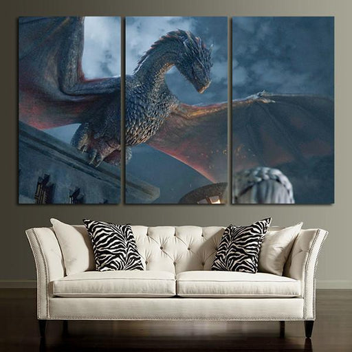 3 Panel Game Of Thrones Dragon Wall Art Canvas