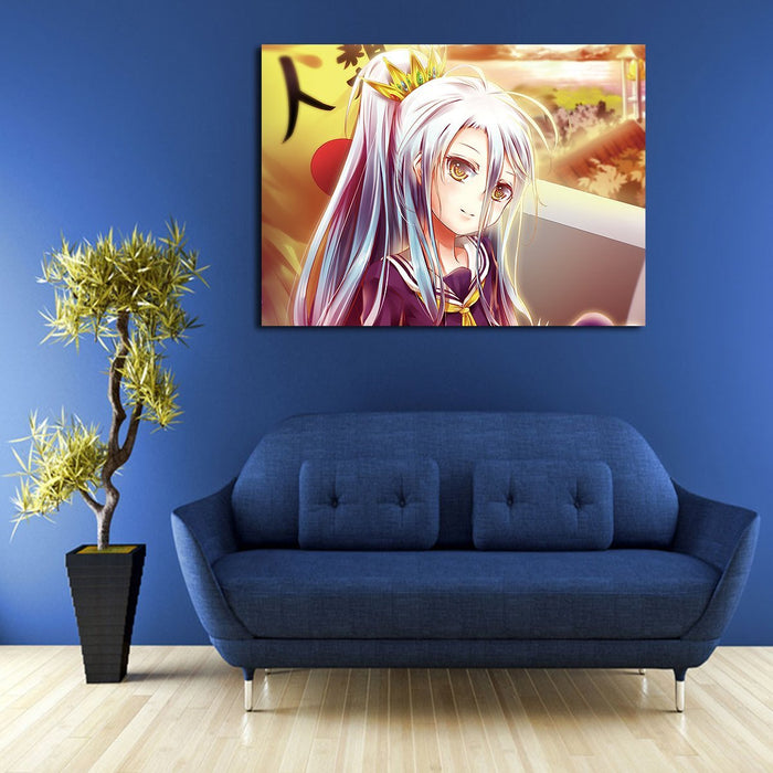 No Game And No Life The Face Of Shiro Wall Art Canvas