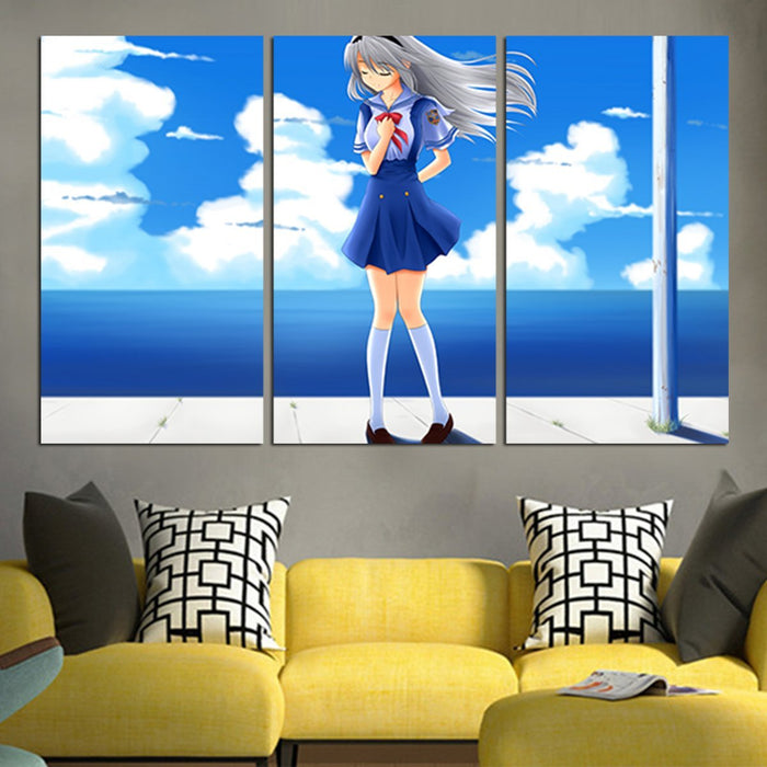 Tomoyo Sakagami With Sea Clannad Wall Art Canvas