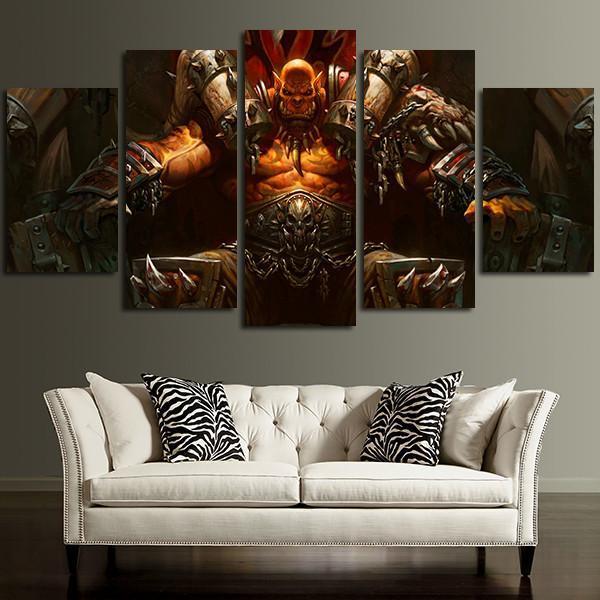5 Panel Heroes Of Warcraft Garrosh Hellscream Wall Art Canvas