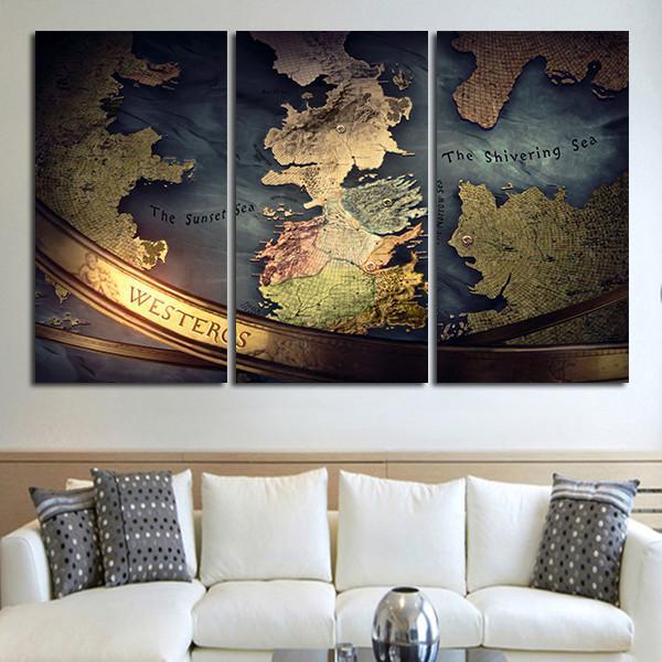 3 Panel The Seven Kingdoms From Game of Throne Wall Art Canvas