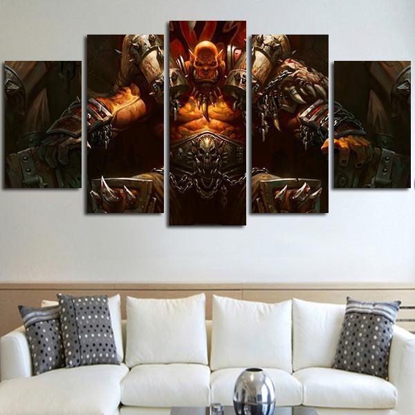 5 Panel Heroes Of Warcraft Garrosh Hellscream Wall Art Canvas