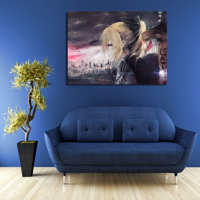 Fate Stay Night Saber Alone Wall Art Canvas
