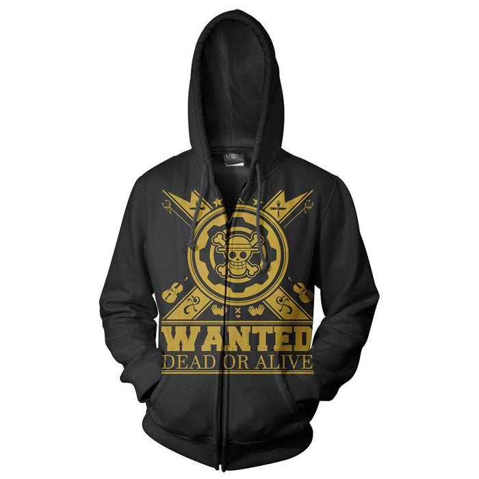 One Piece Wanted Dead Or Alive Zip Up Hoodie