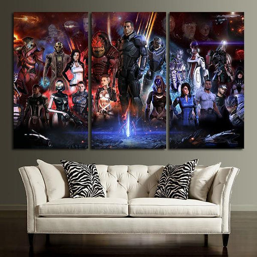 3 Panel Mass Effect Characters Wall Art Canvas