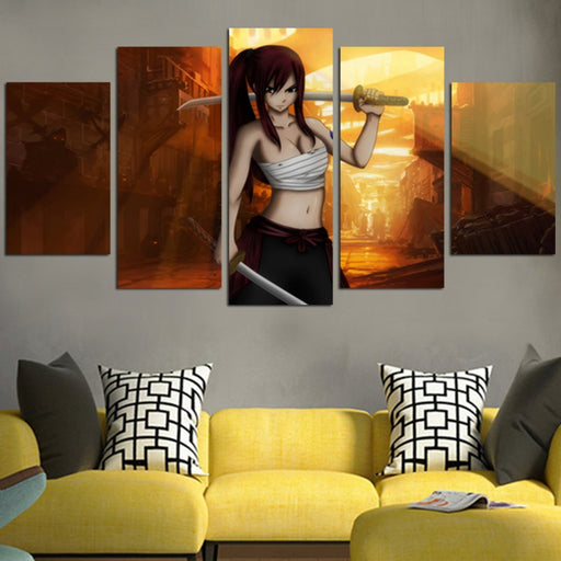 Fairy Tail Erza Scarlet And Dual Swords Wall Art Canvas