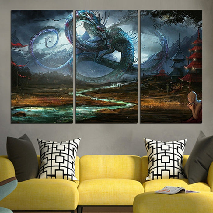 Water Dragon Wall Art Canvas