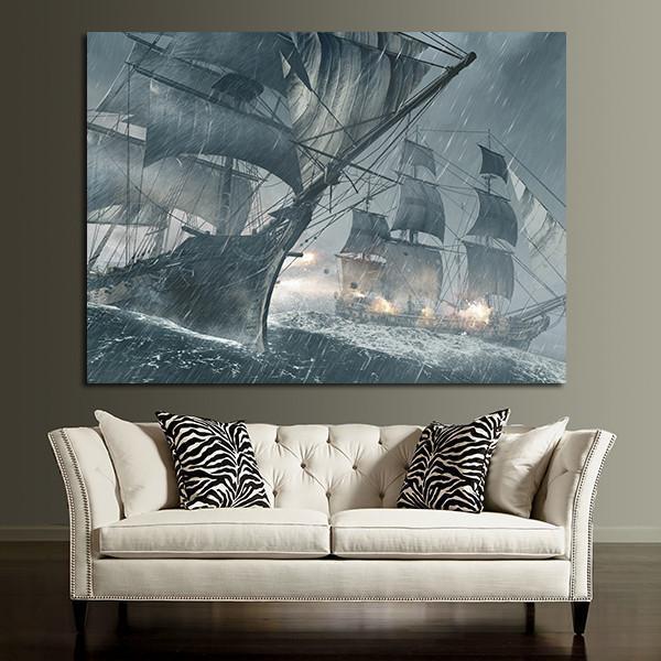 1 Panel Assassin's Double Sailboat Wall Art Canvas