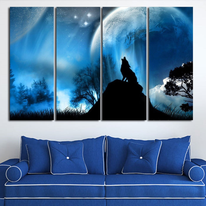 Final Fantasy Wolf In The Moonlight Wall Art Canvas