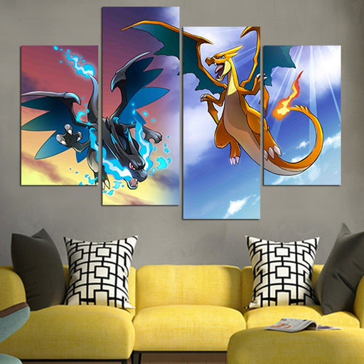 Pokemon Charizard & Mega Charizard X Wall Art Canvas