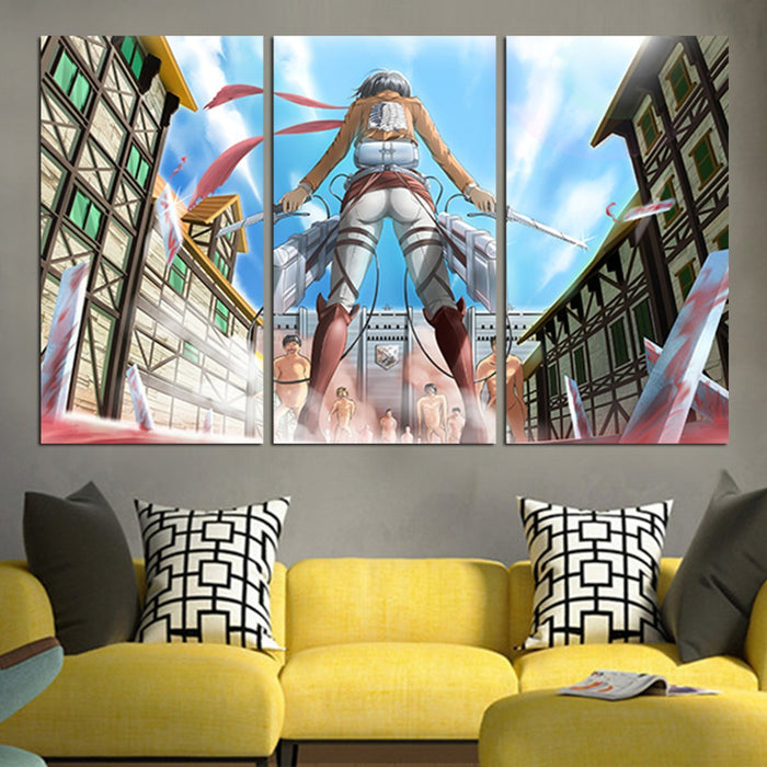 Mikasa Ackerman In City Wall Art Canvas