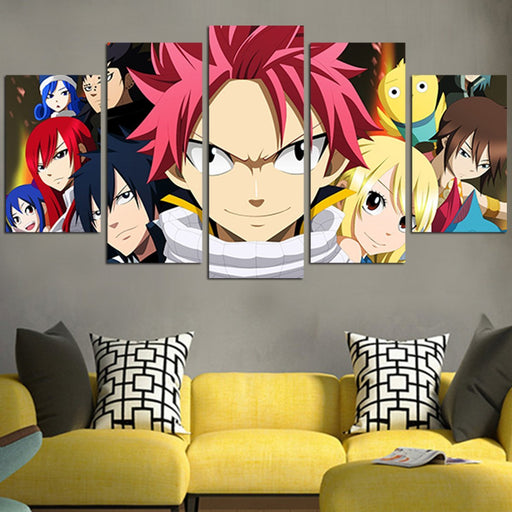 Fairy Tail Natsu With His Friends Wall Art Canvas