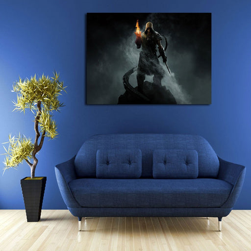 Skyrim Assassin And Fire Wall Art Canvas