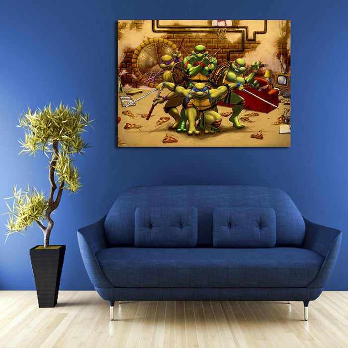 Ninja Turtles Fighting Wall Art Canvas