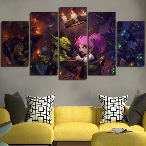 5 Panel Hearthstone Background Wall Art Canvas