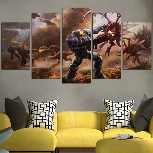 StarCraft Robots Killing Monsters Game Wall Art Canvas