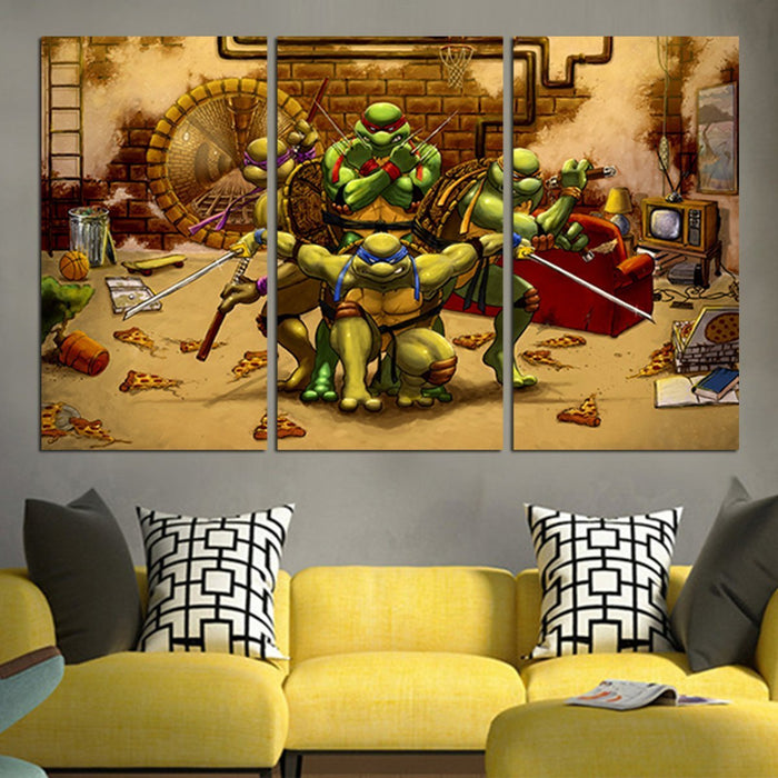 Ninja Turtles Fighting Wall Art Canvas