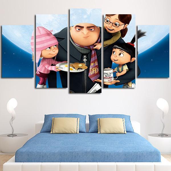 5 Panel Gru And Daughters Wall Art Canvas