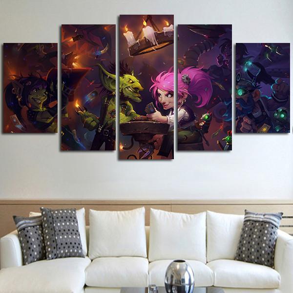 5 Panel Hearthstone Background Wall Art Canvas