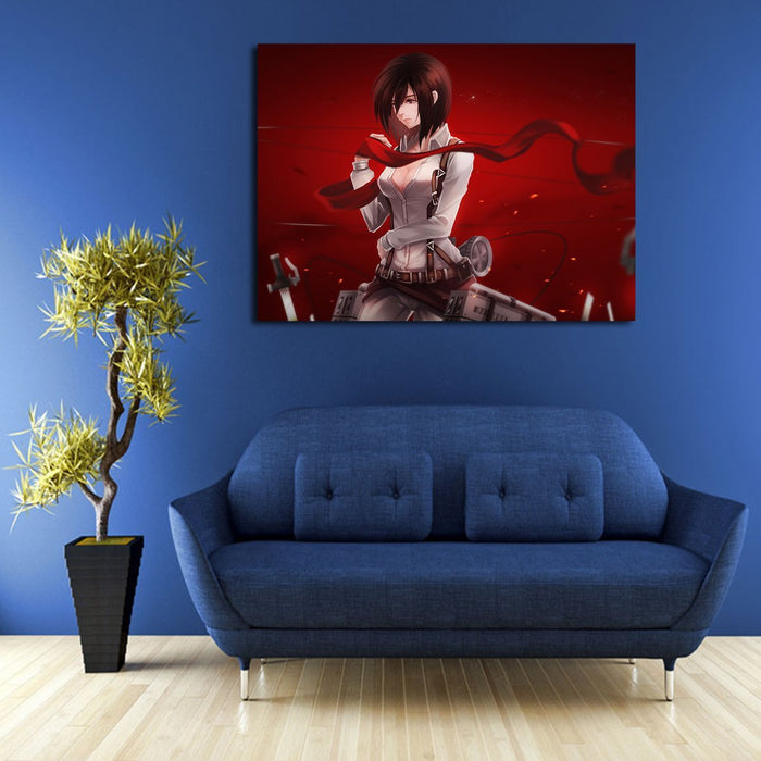 Mikasa Holding Red Scarf Wall Art Canvas