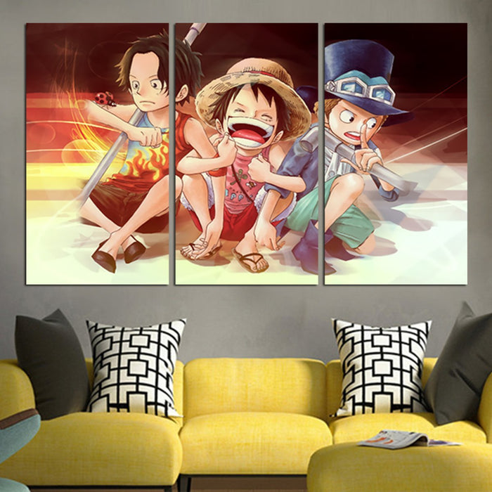 Luffy Sabo Ace Kid Wall Art Canvas