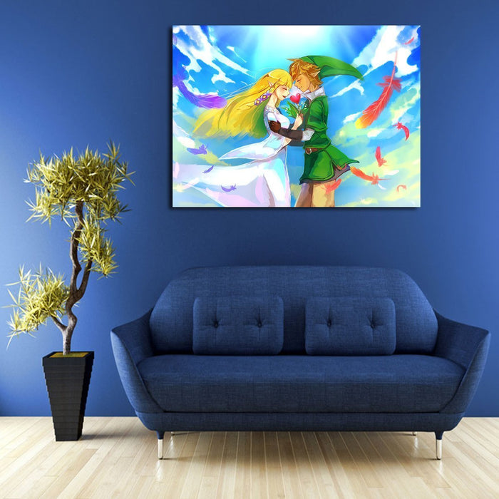 The Legend Of Zelda Link And Zelda In Love Wall Art Canvas