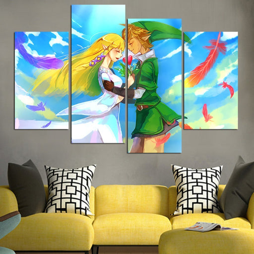 The Legend Of Zelda Link And Zelda In Love Wall Art Canvas