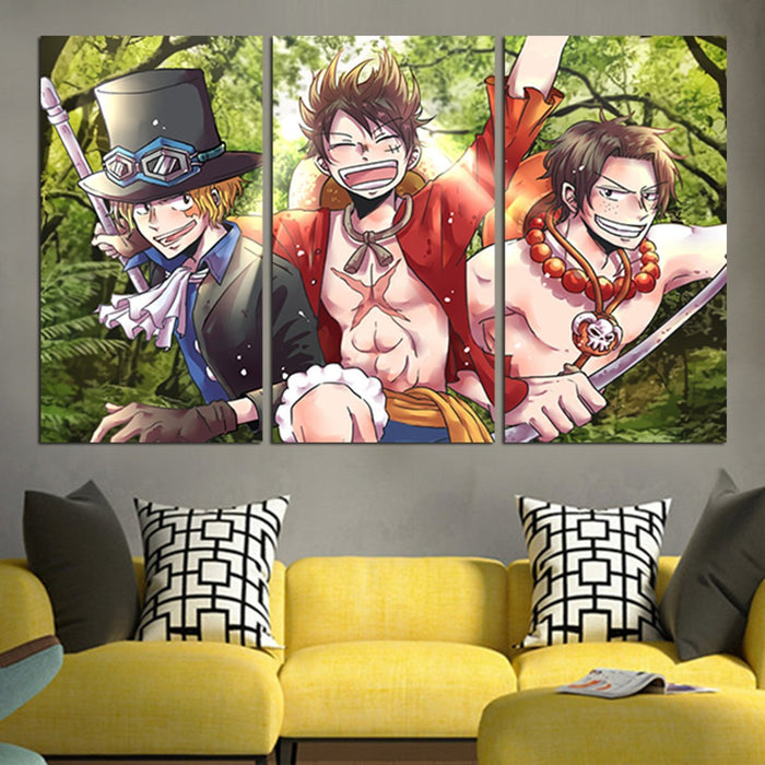 Luffy Ace And Sabo In One Piece Wall Art Canvas