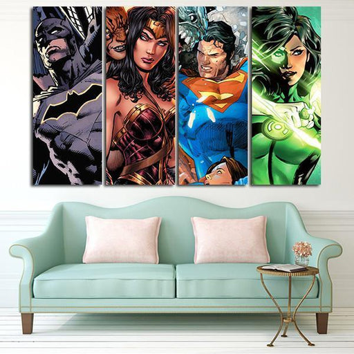 4 Panel DC Comics Wall Art Canvas