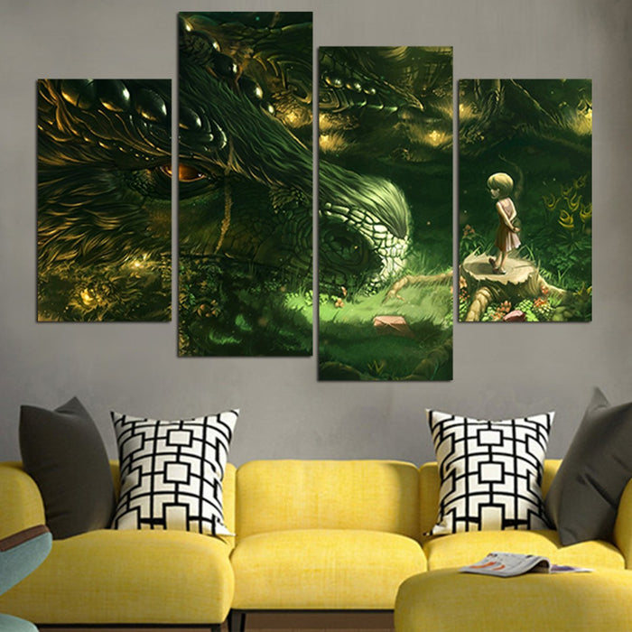 Child And Dragon Wall Art Canvas